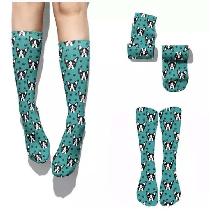 💝 Socks: Boston Terriers Teal