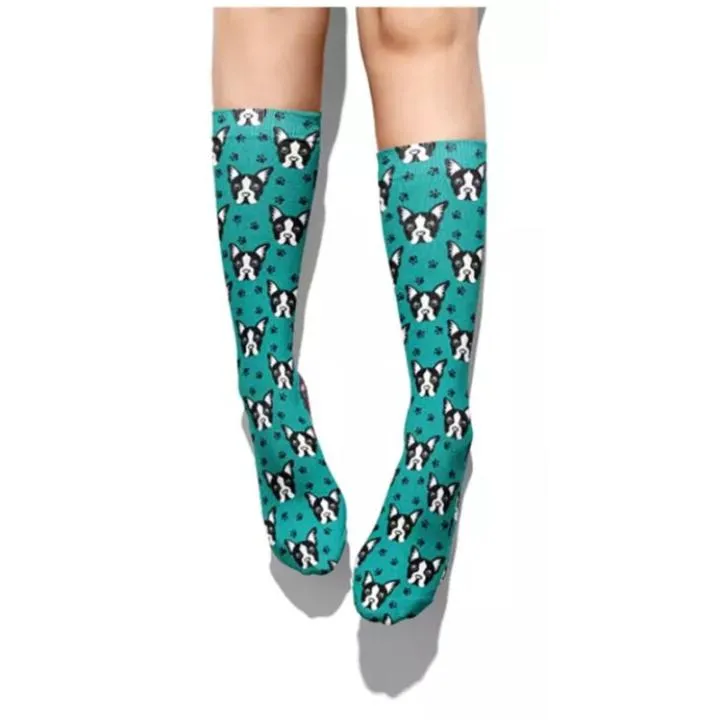 💝 Socks: Boston Terriers Teal