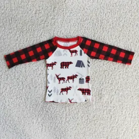 6 A33-1 baby boy black and red plaid animal christmas t-shirts Tops-promotion 2023.10.16