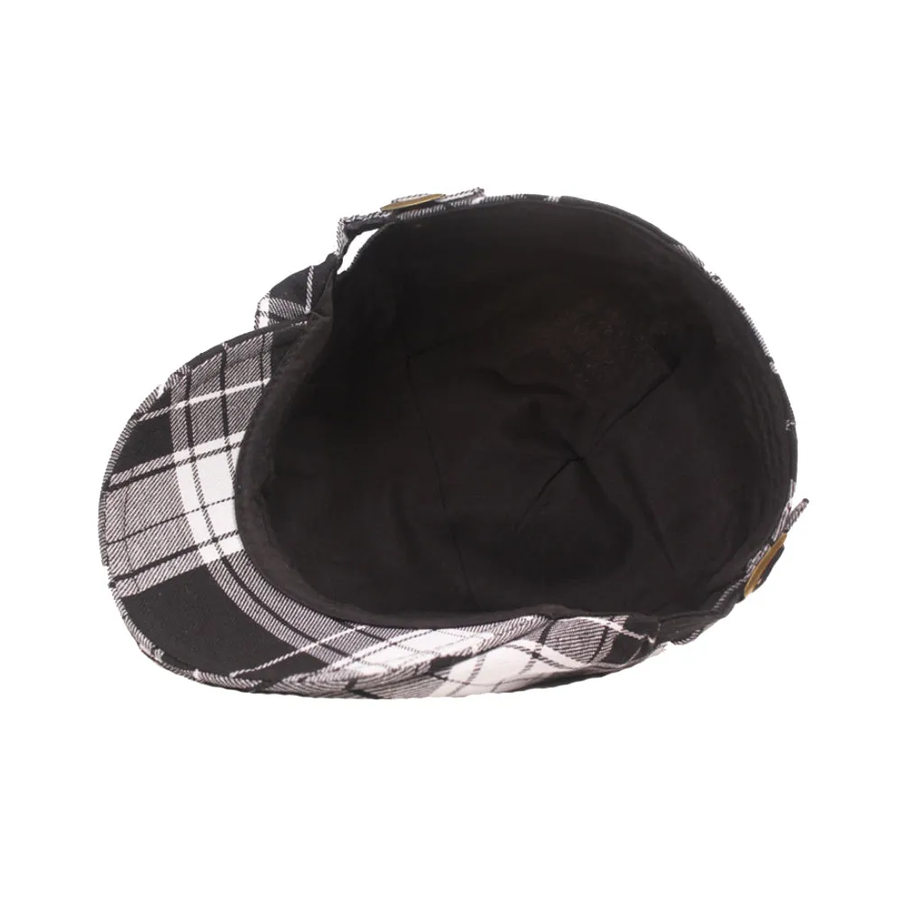 Adjustable Colorful Plaid Flat Cap Newsboy Cabbie Gatsby Golf Beret Hat YZ30109