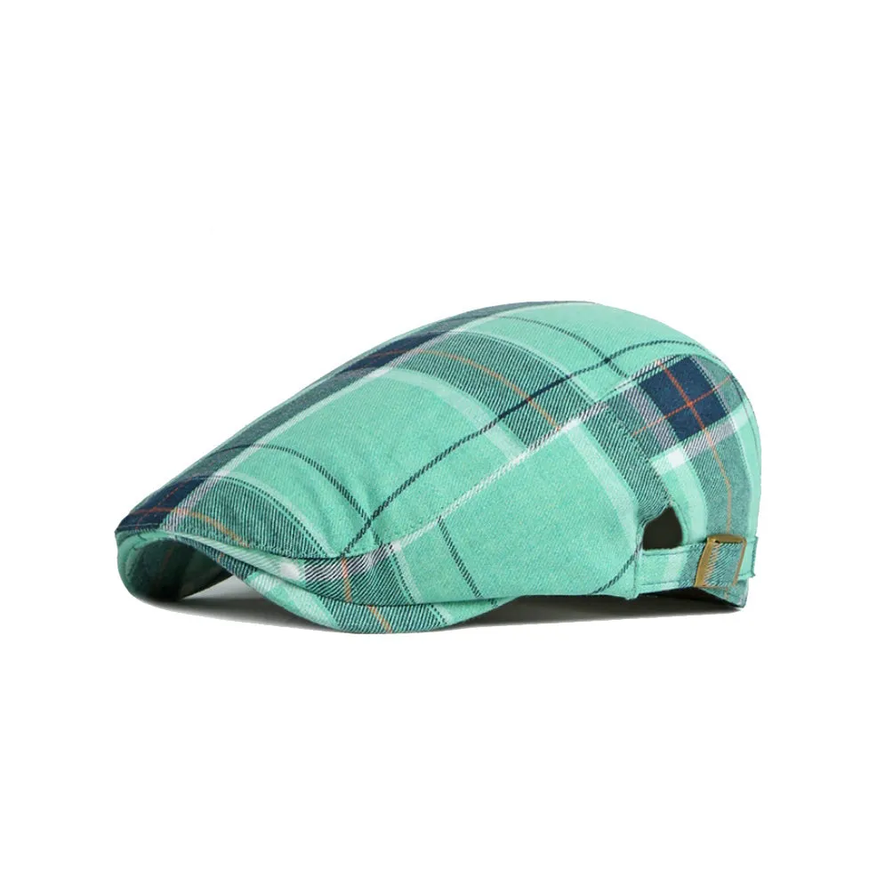 Adjustable Colorful Plaid Flat Cap Newsboy Cabbie Gatsby Golf Beret Hat YZ30109