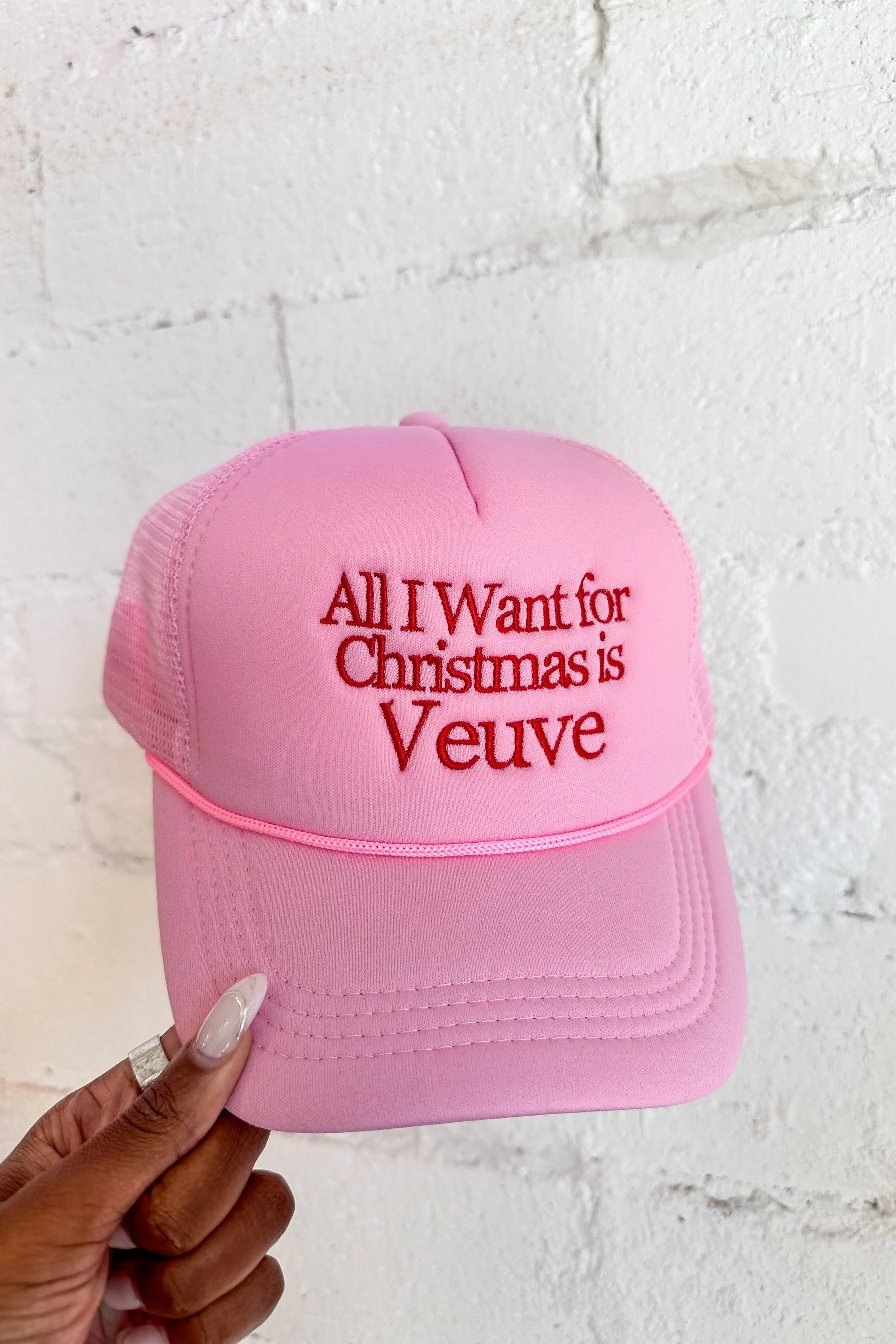 All I Want For Christmas Is Veuve Embroidered Hat