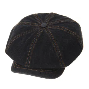 Baker Boy Flat Cap Stitchy Beret Washed Denim Jean Hat DW3834