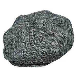 Bakerboy Herringbone Tweed Octagonal Beret Cap