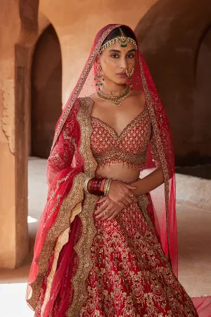 BLOOD RED LEHENGA CHOLI SET