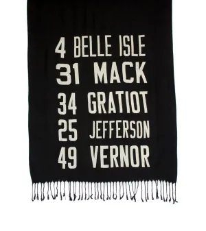 Bus Scroll Pashmina: Detroit East Side Route scarf