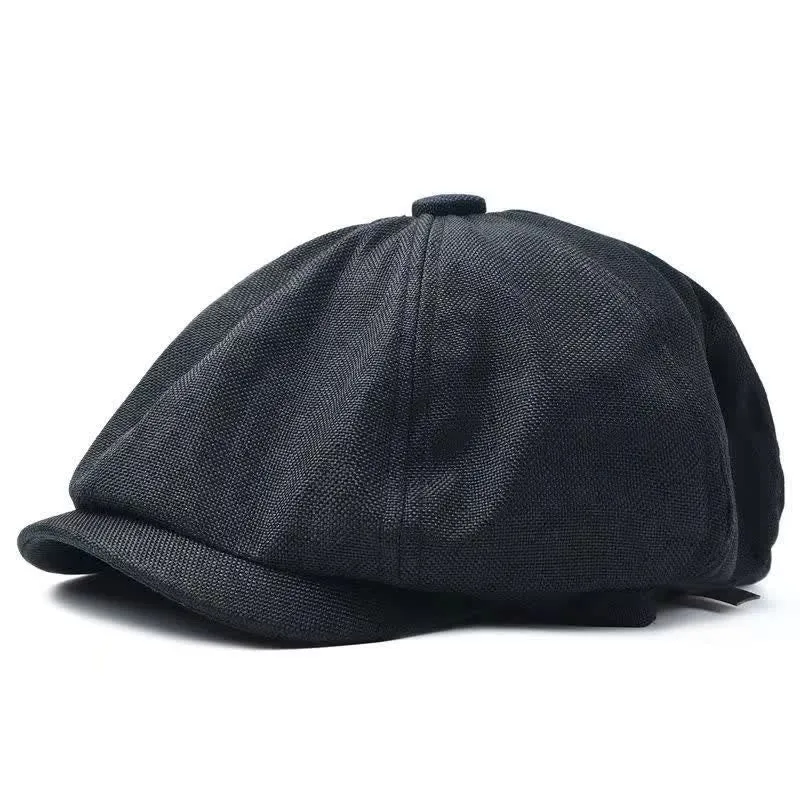 Casual Breathable Linen Octagonal Beret Cap