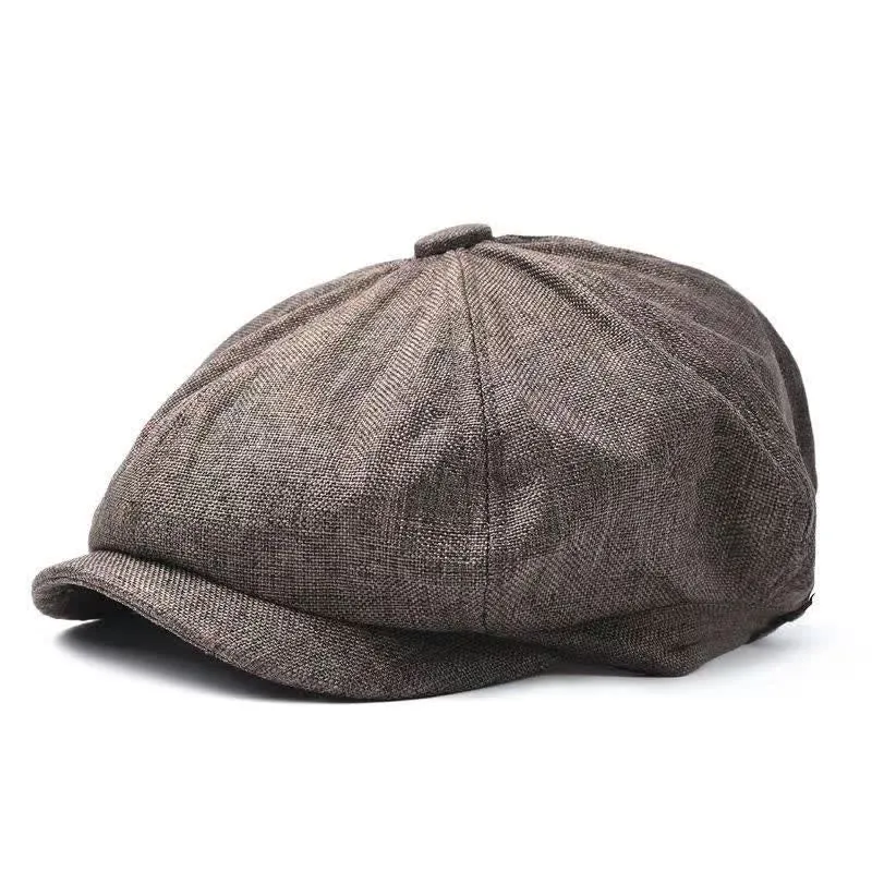 Casual Breathable Linen Octagonal Beret Cap