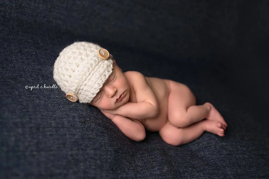 Cream Newborn Newsboy Hat