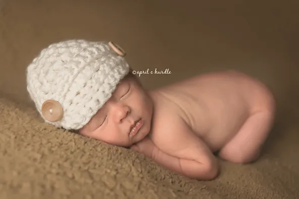 Cream Newborn Newsboy Hat