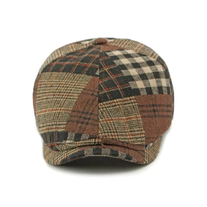 Different Classic Patchwork Plaid Newsboy Beret Hat