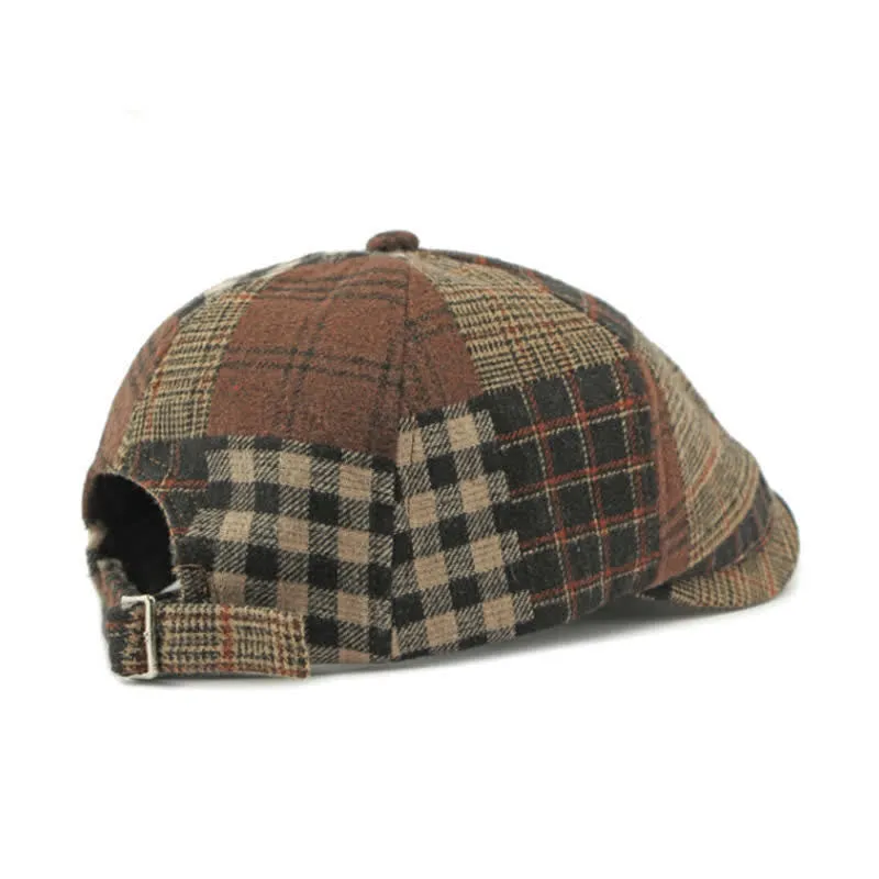 Different Classic Patchwork Plaid Newsboy Beret Hat