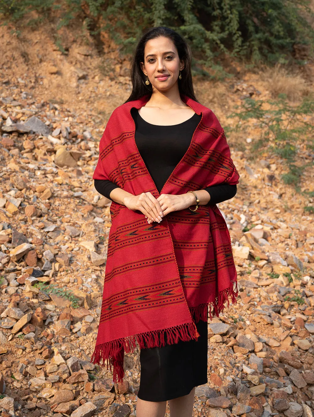 Exclusive Soft Himachal Wool Stole - 6 Border Weave