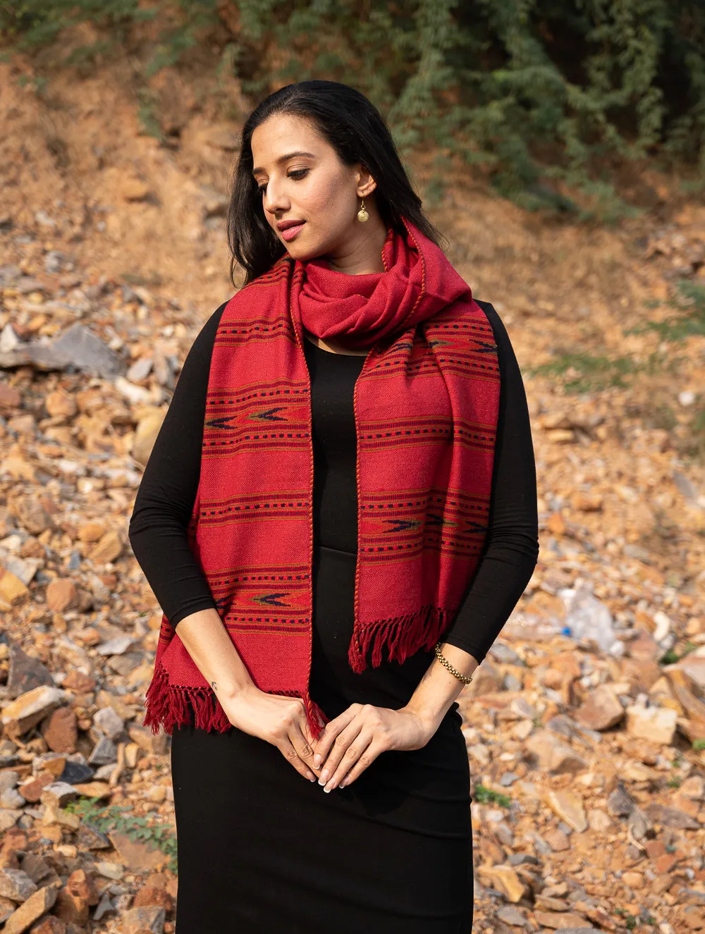 Exclusive Soft Himachal Wool Stole - 6 Border Weave