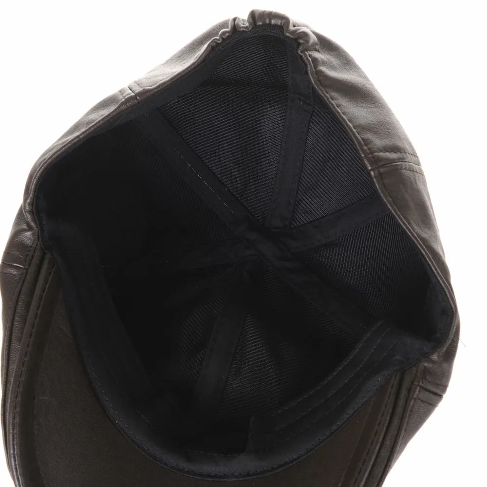 Faux Leather Newsboy Hat Flat Cap SL3039