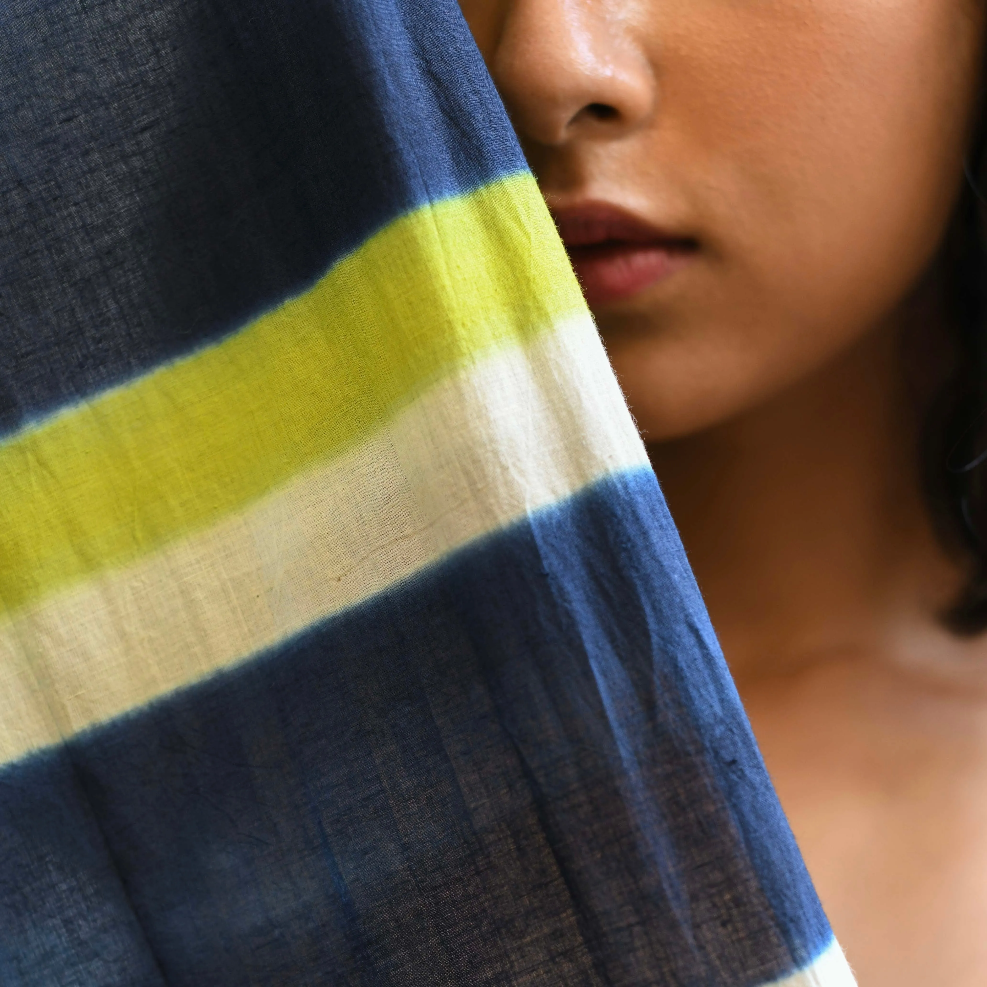 Isla  - Itajime Clamp Dyed Handwoven Cotton Shawl