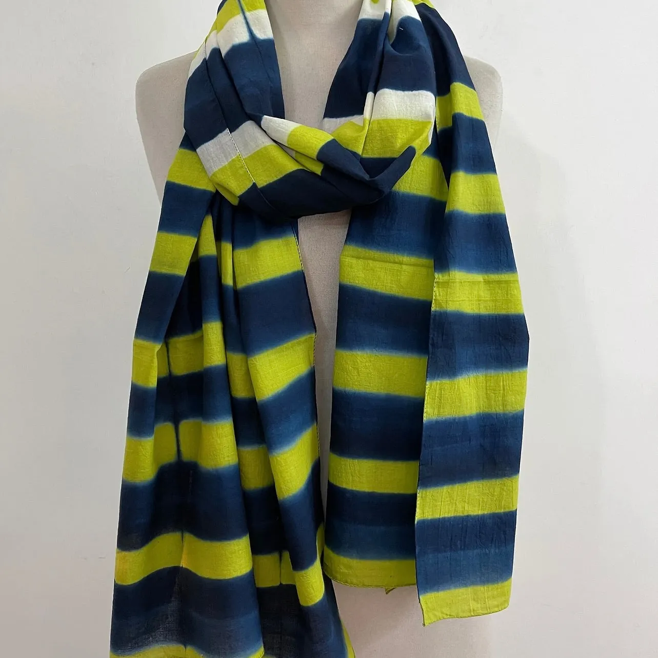 Isla  - Itajime Clamp Dyed Handwoven Cotton Shawl