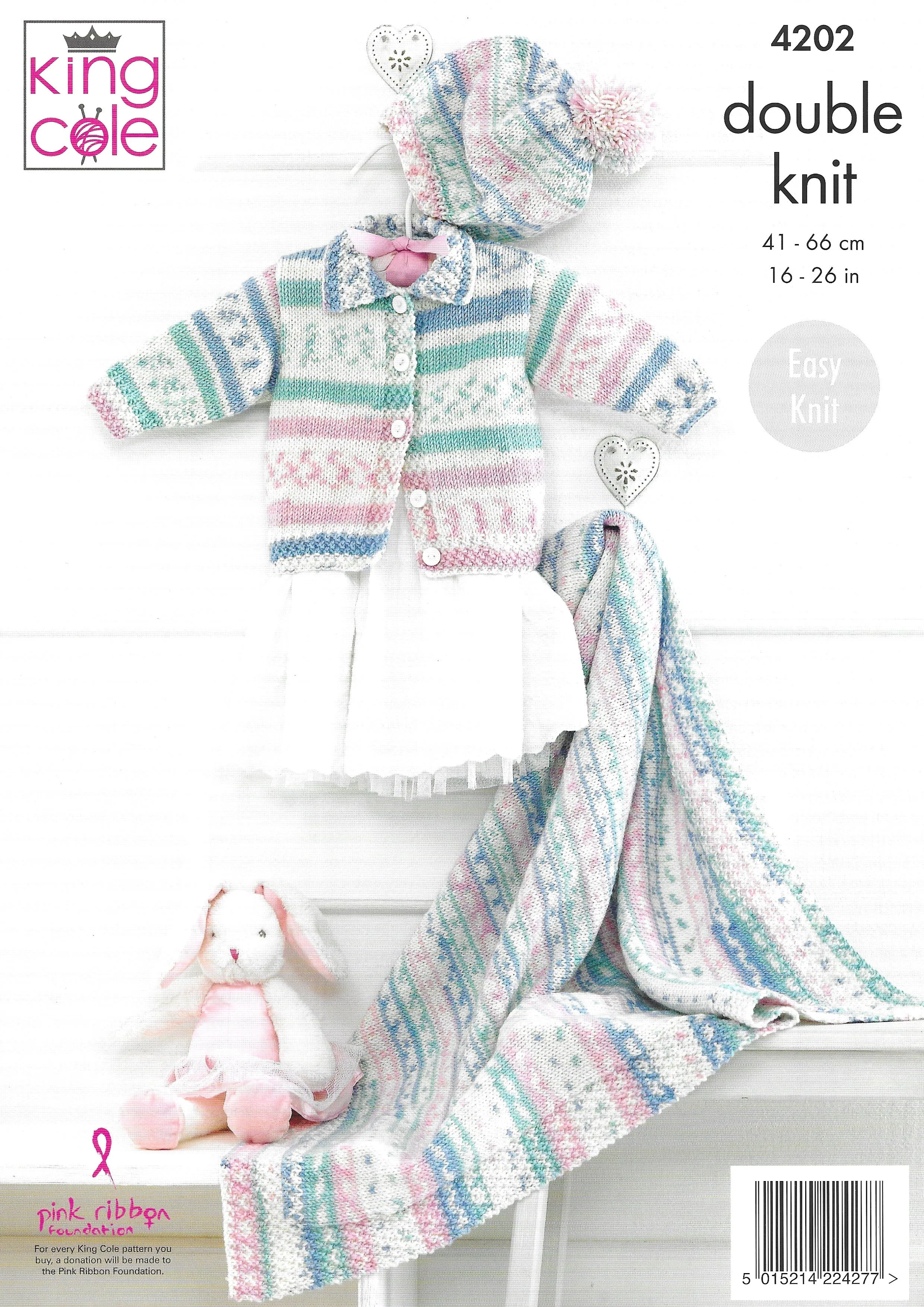 King Cole 4202 Babies Cardigan, Blanket and Beret DK Knitting Pattern