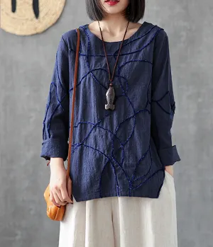 Length Sleeve Spring Summer Women Casual Blouse Cotton Linen Shirts  Women Tops DZA2005316