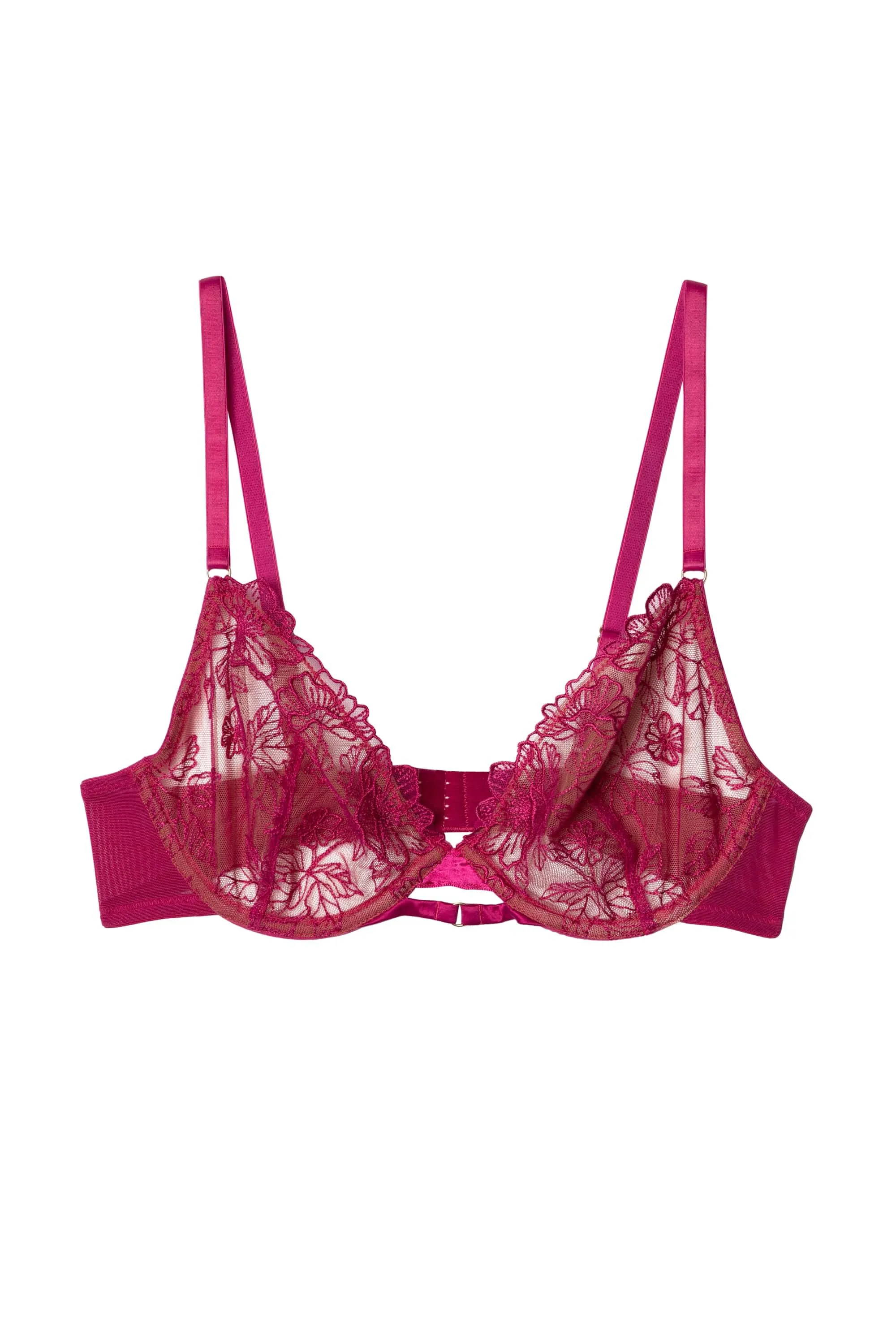 Marlowe Pink Floral Embroidered Plunge Bra