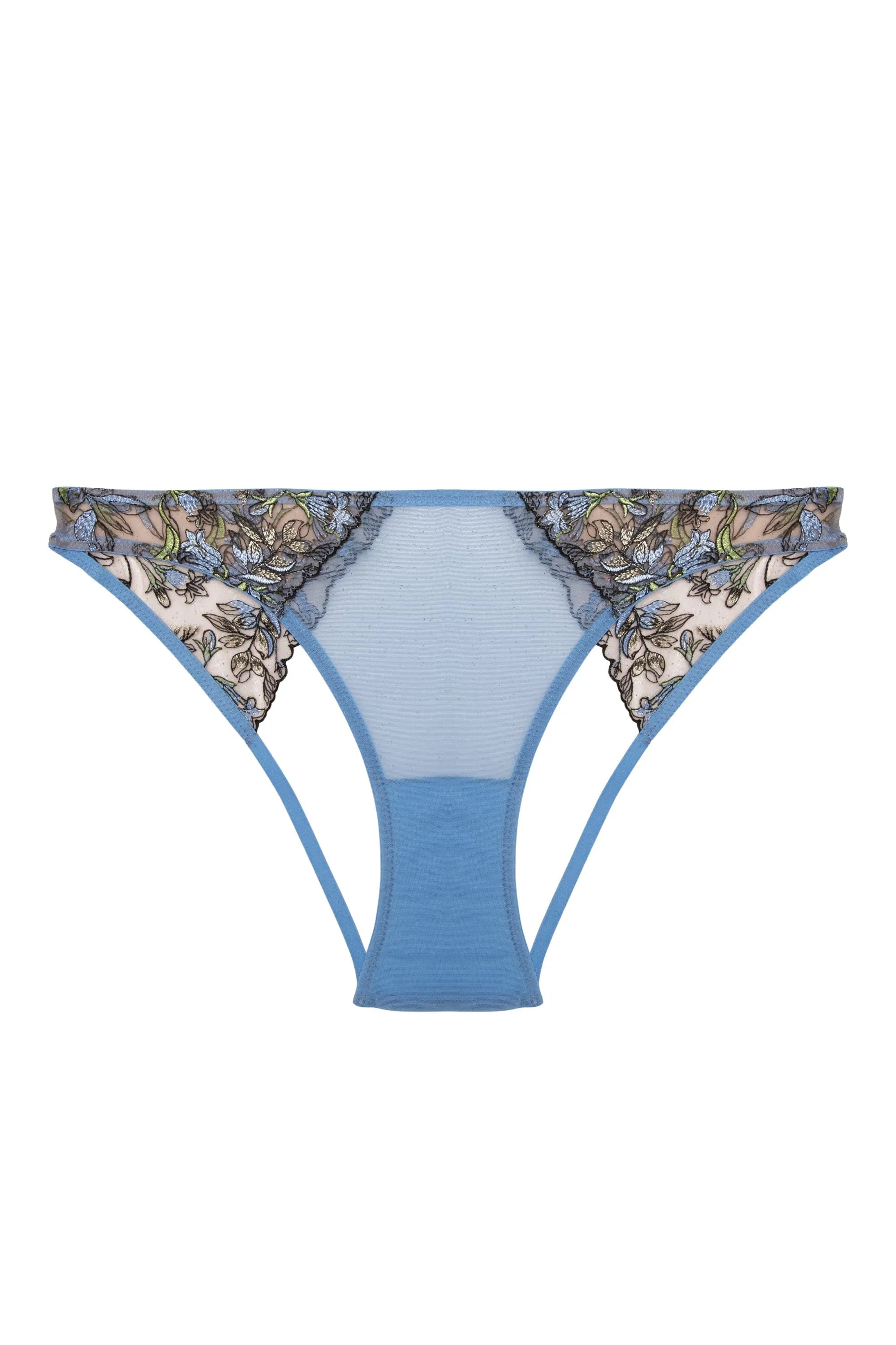 Mayla Blue Floral Embroidered Open Back Brief