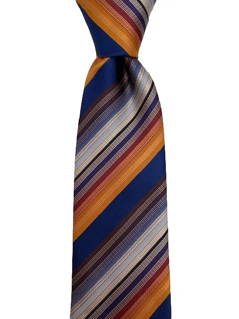 Orange, Blue, Red, Brown, Striped Tie