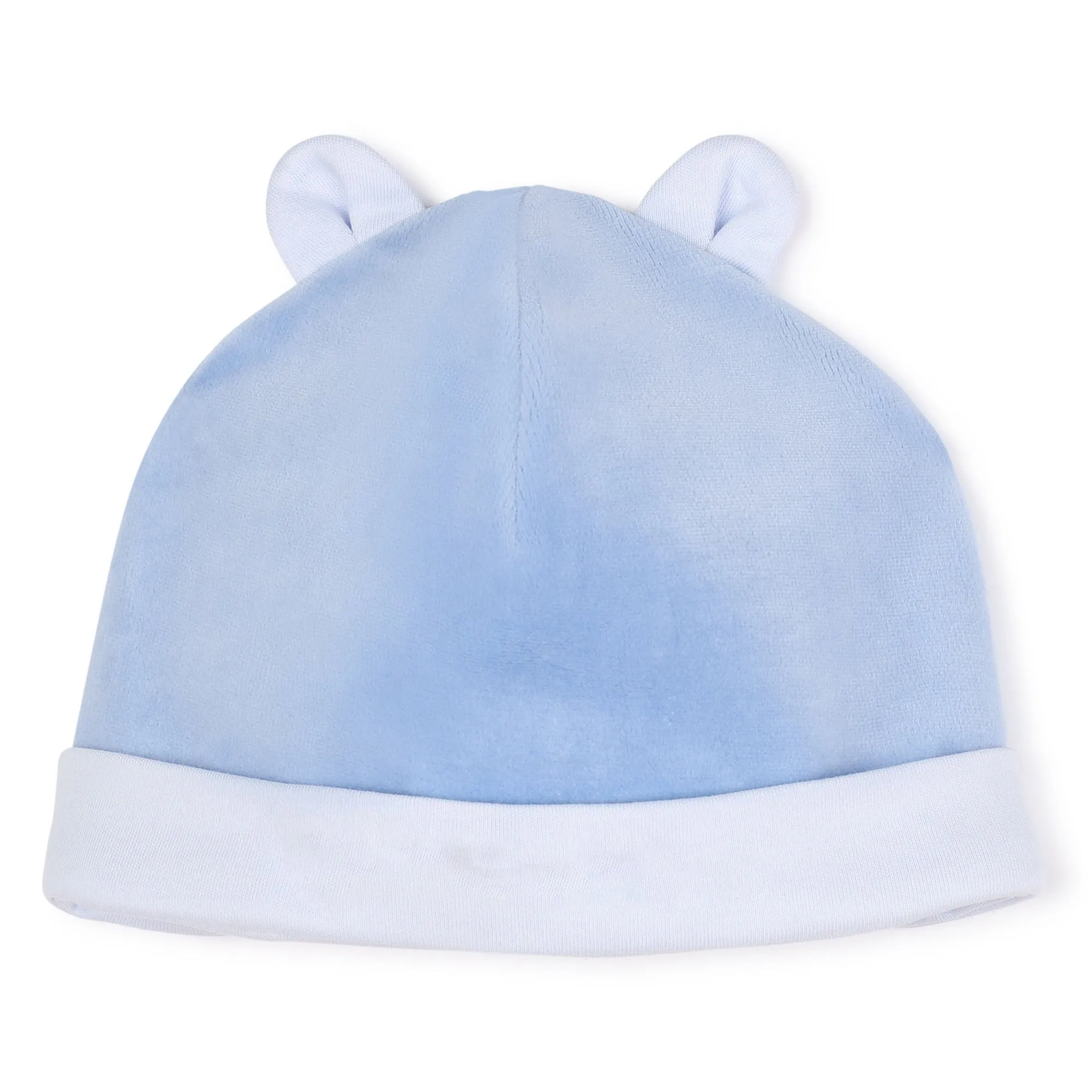 Pale Blue Velour Footie   Hat   Bib Set