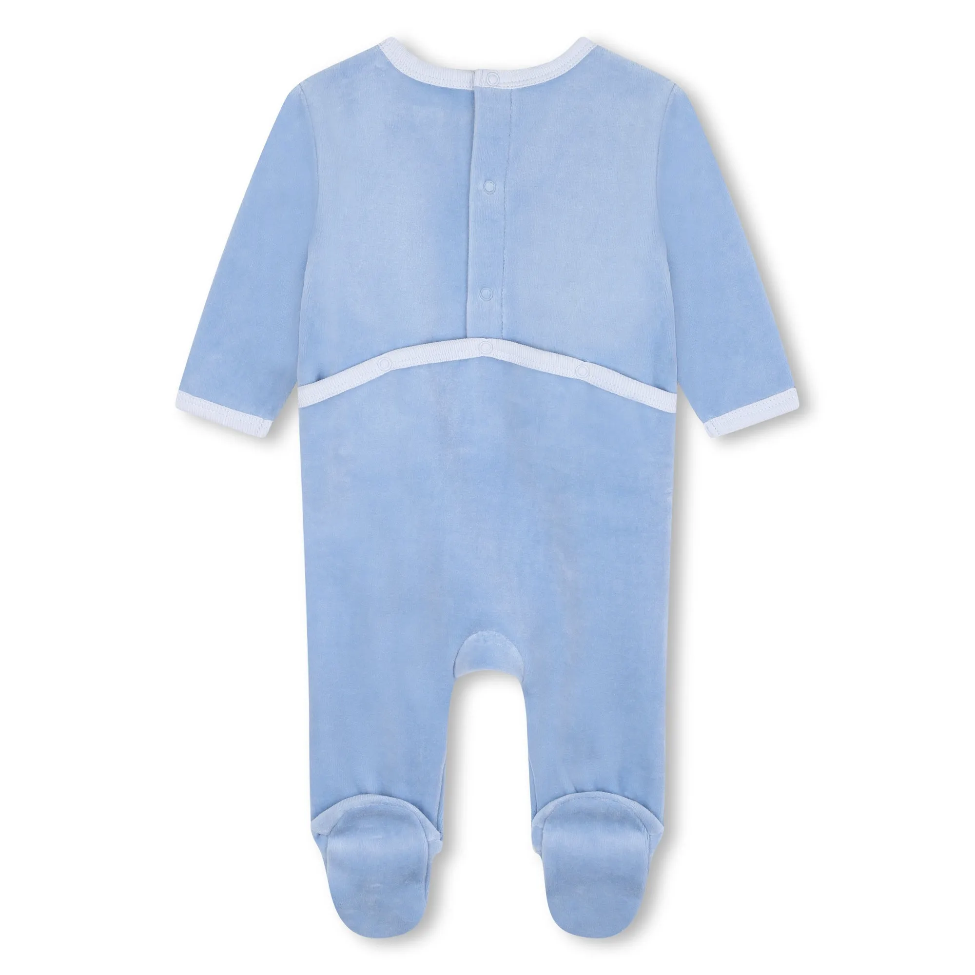 Pale Blue Velour Footie   Hat   Bib Set