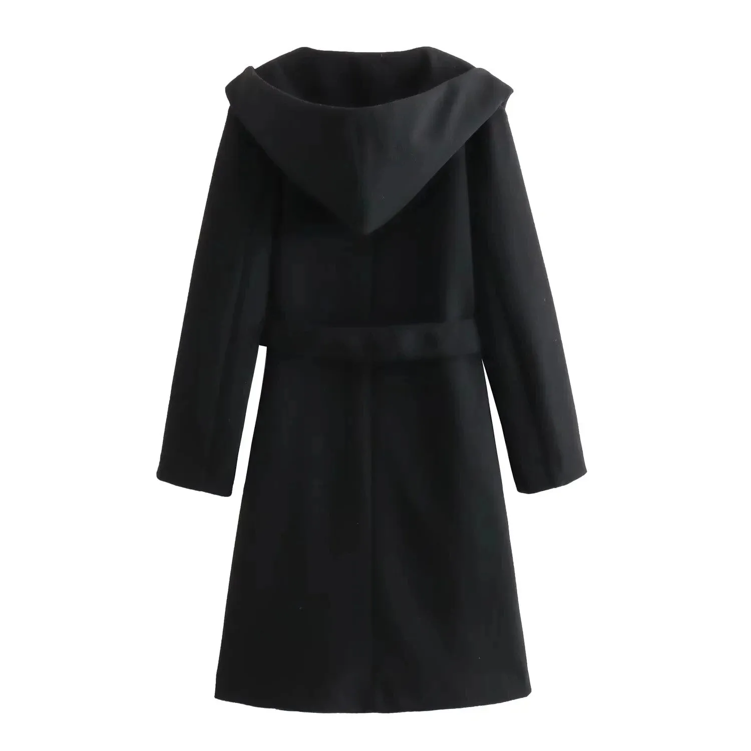 Pre Order:  Hooded Tie-Waist Wool Coat