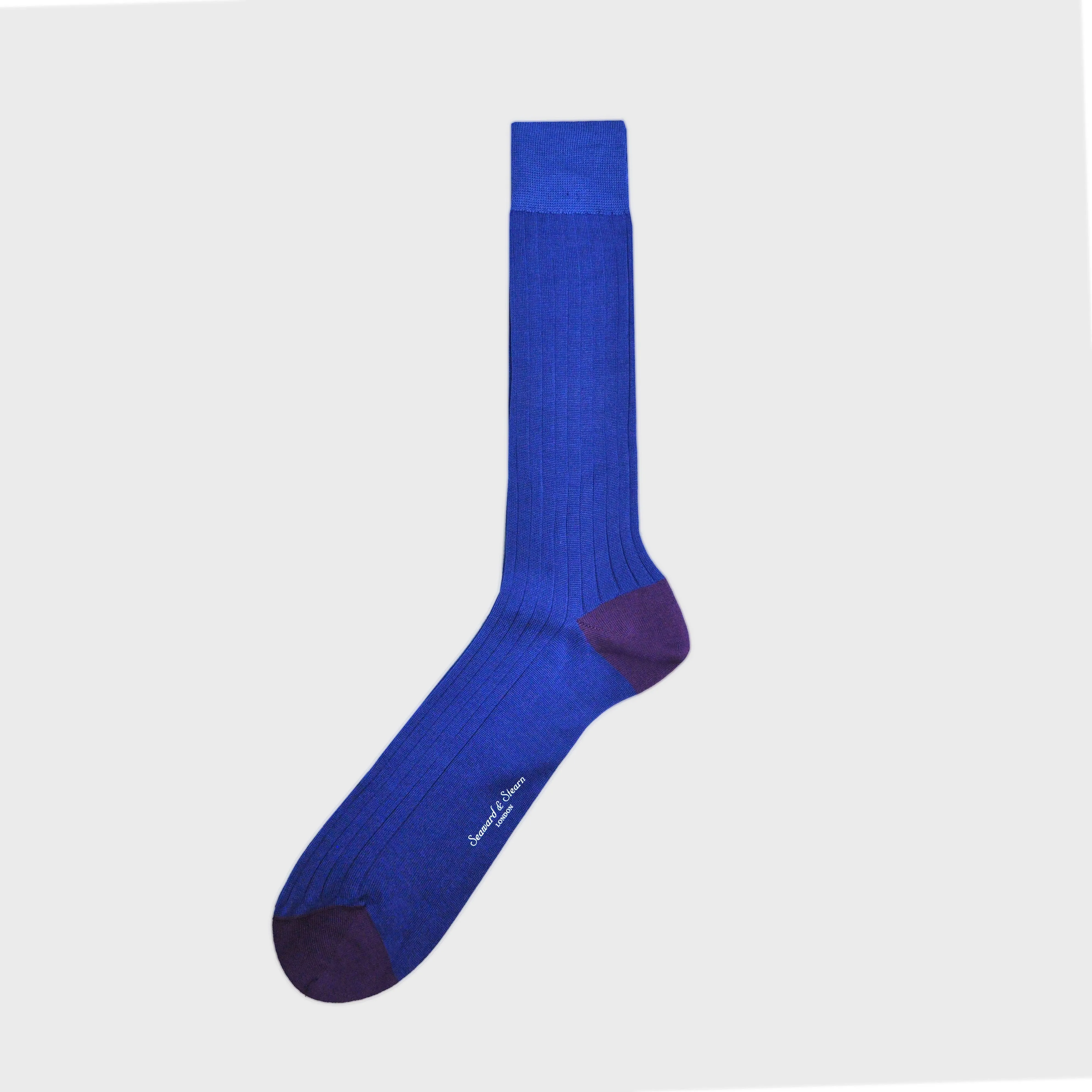 Ribbed Fine Cotton Socks in Royal Blue