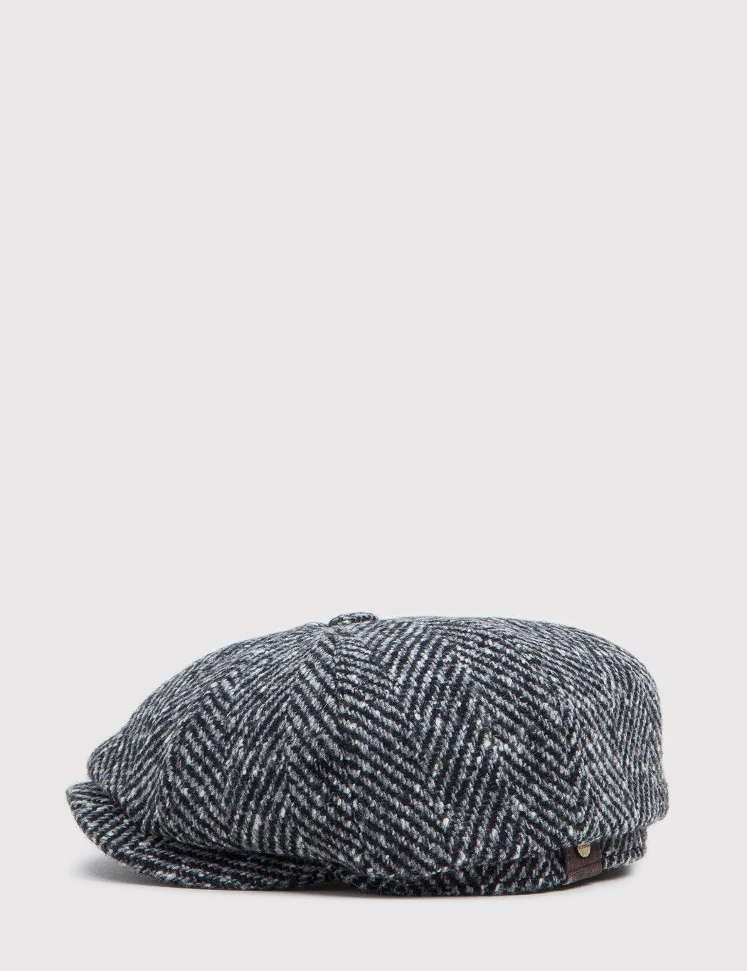 Stetson Hatteras Newsboy Cap (Wool Herringbone) - Black/Grey