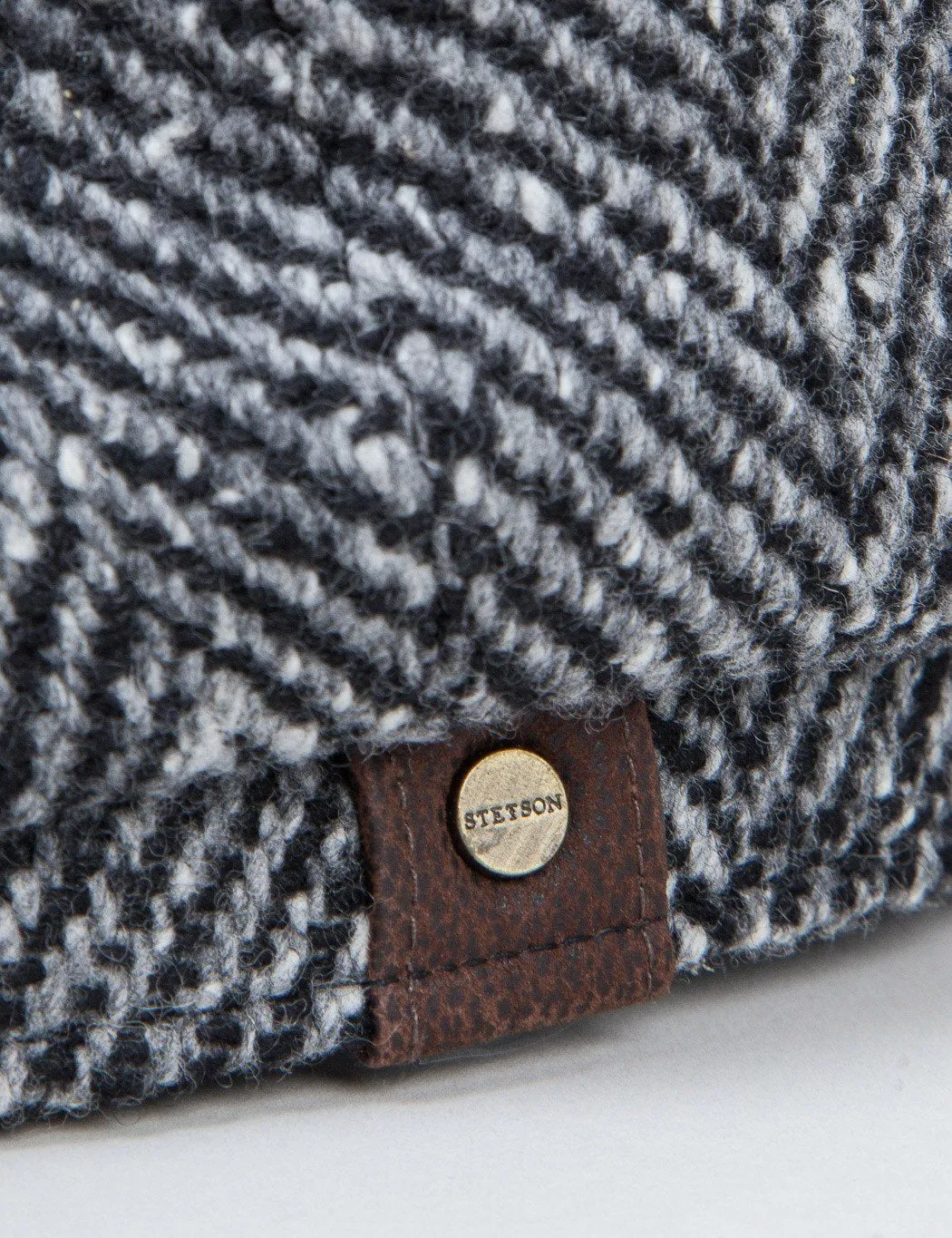 Stetson Hatteras Newsboy Cap (Wool Herringbone) - Black/Grey