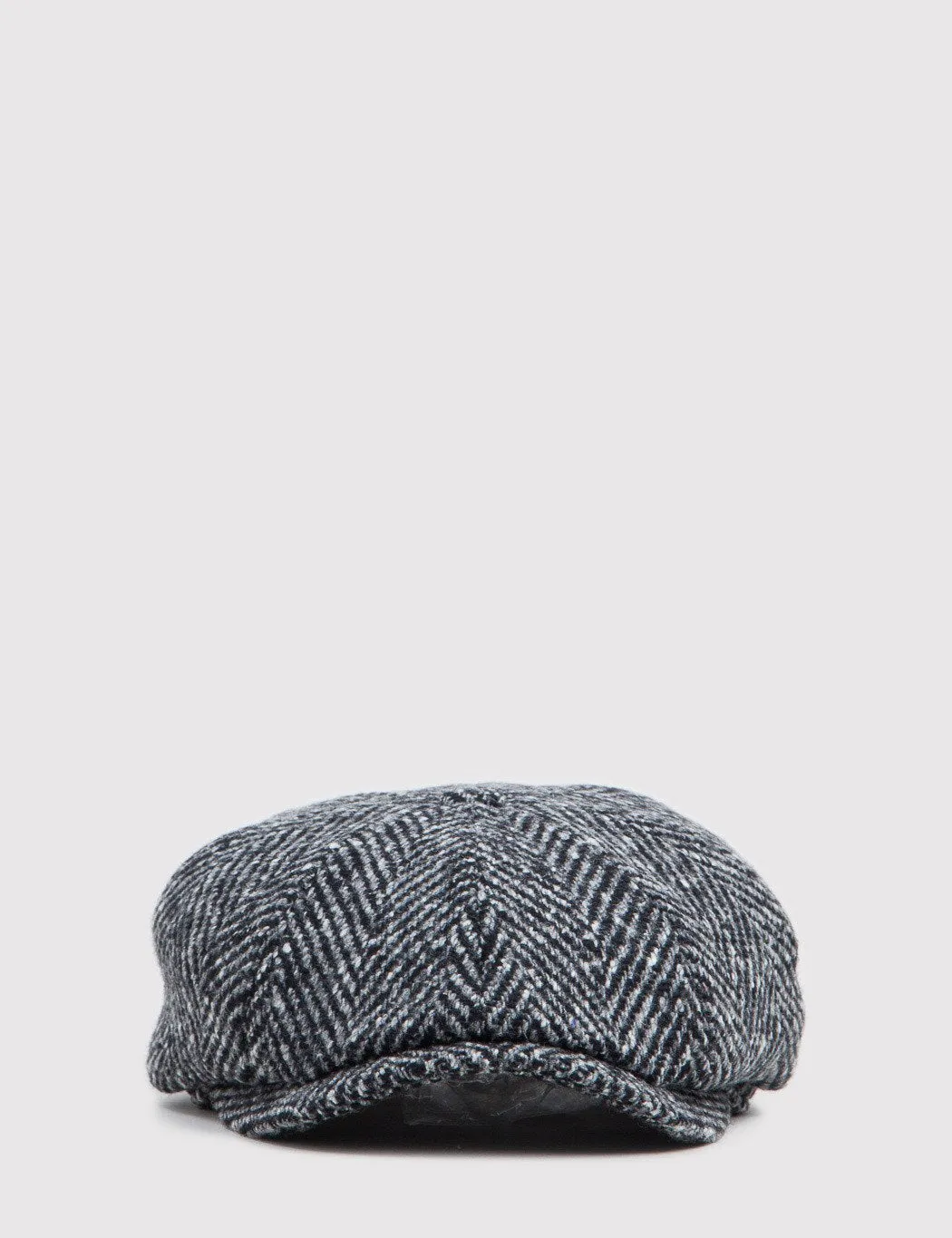 Stetson Hatteras Newsboy Cap (Wool Herringbone) - Black/Grey