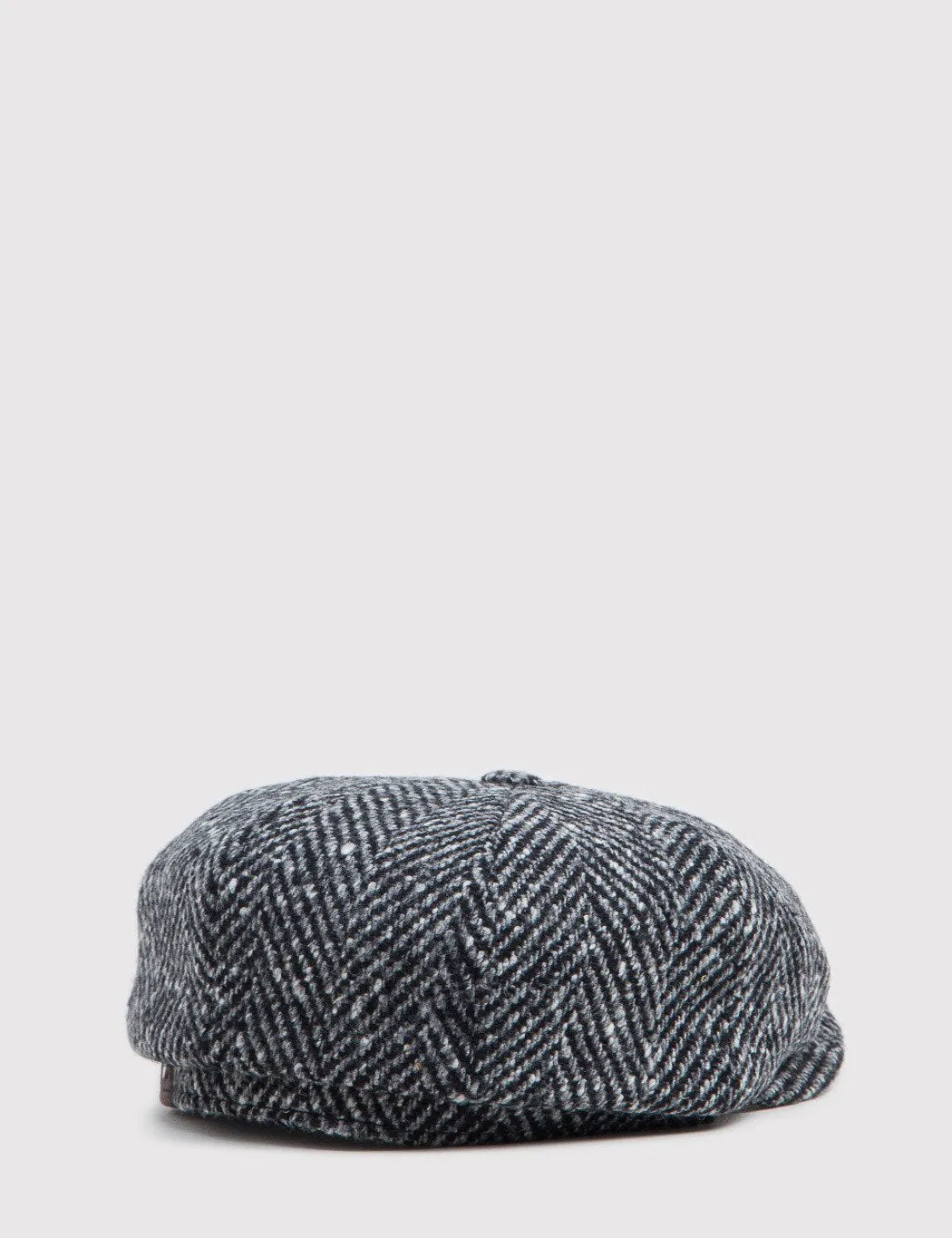 Stetson Hatteras Newsboy Cap (Wool Herringbone) - Black/Grey