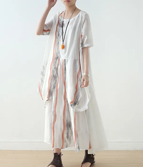 Summer Linen Spring Women  Loose Dresses AMT05121