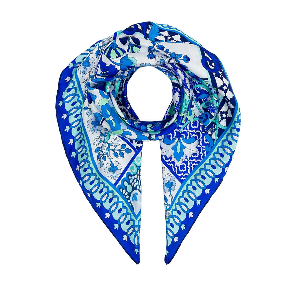 Tauromerion Blue Silk Twill Scarf and Ring