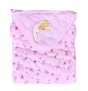 The Little Lookers Newborn Baby Quilted Wrapper Cum Blanket |Cotton Baby Wrap with Hood & Belt/Swaddle/Baby dohar/Baby odhna with Cute Prints