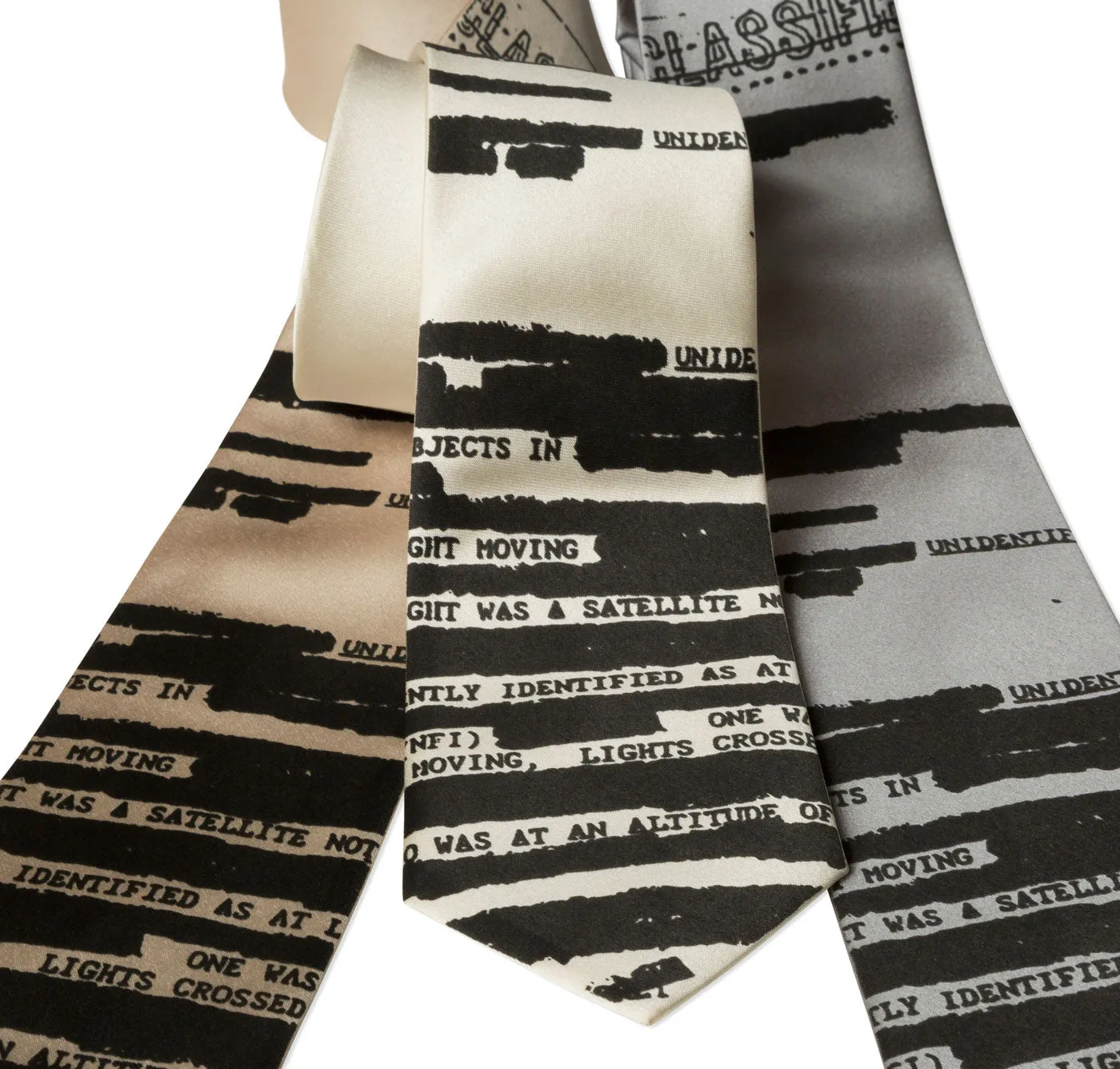 UFO Redacted Necktie, Declassified NSA Memo Tie