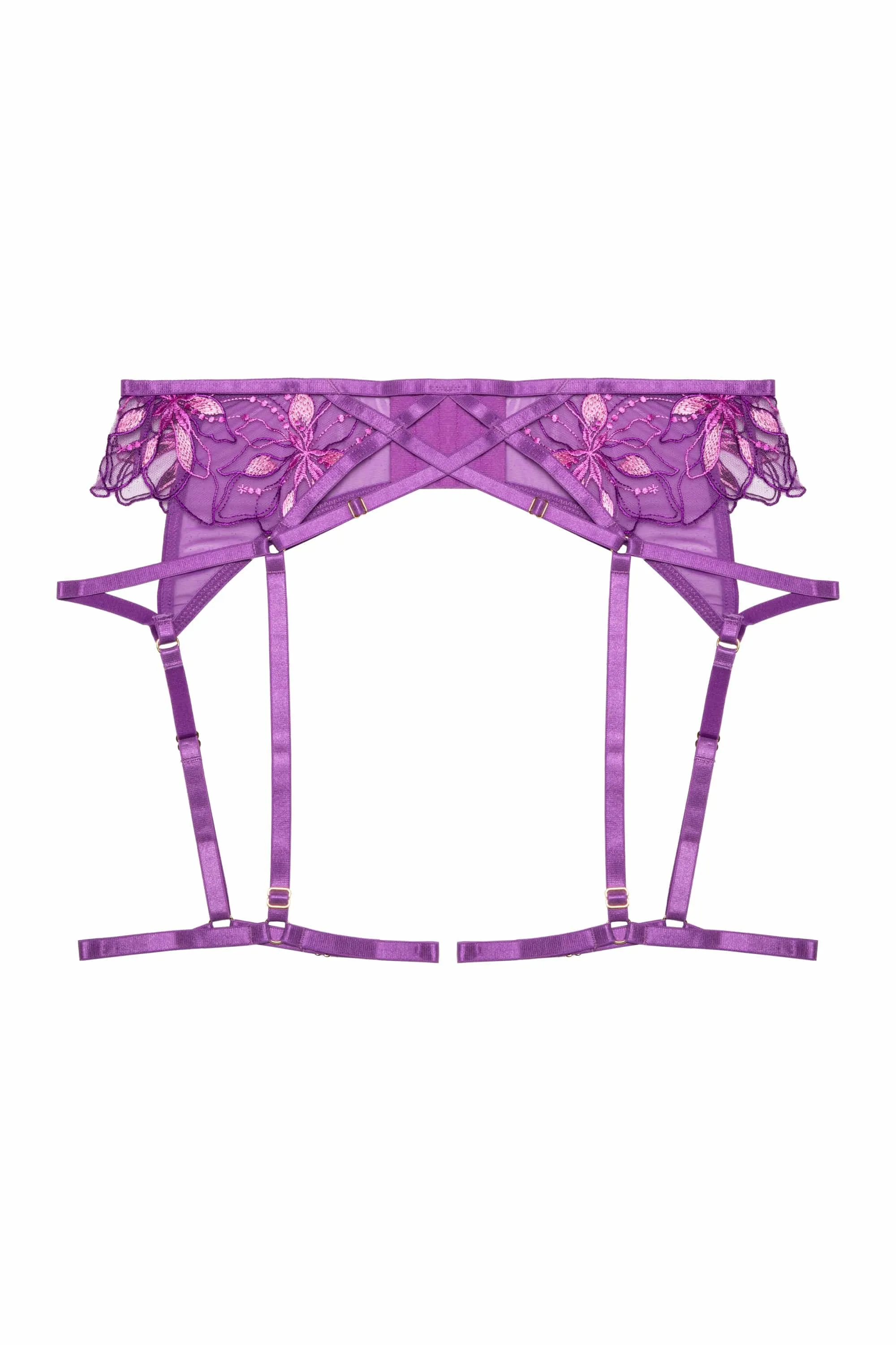 Walpole Purple Embroidered Strappy Suspender Belt