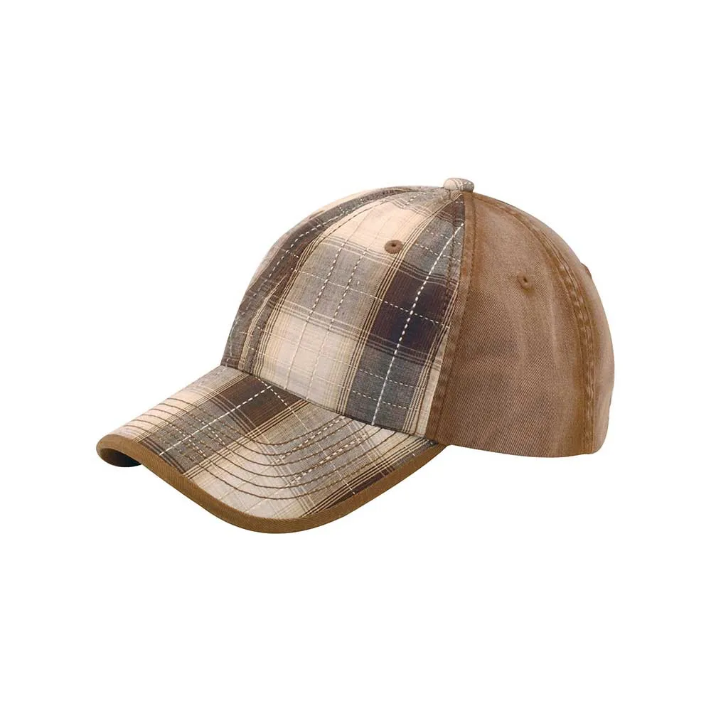 Washed Plaid Cotton Twill Cap