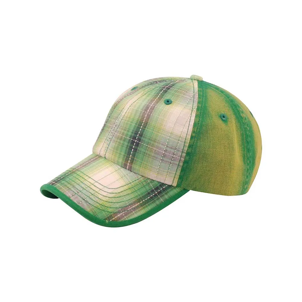 Washed Plaid Cotton Twill Cap