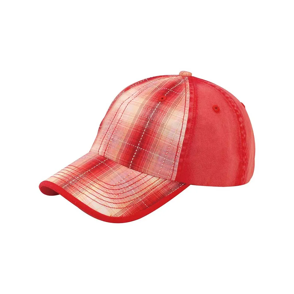 Washed Plaid Cotton Twill Cap