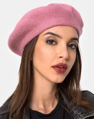 Wool Beret in Dusky Pink