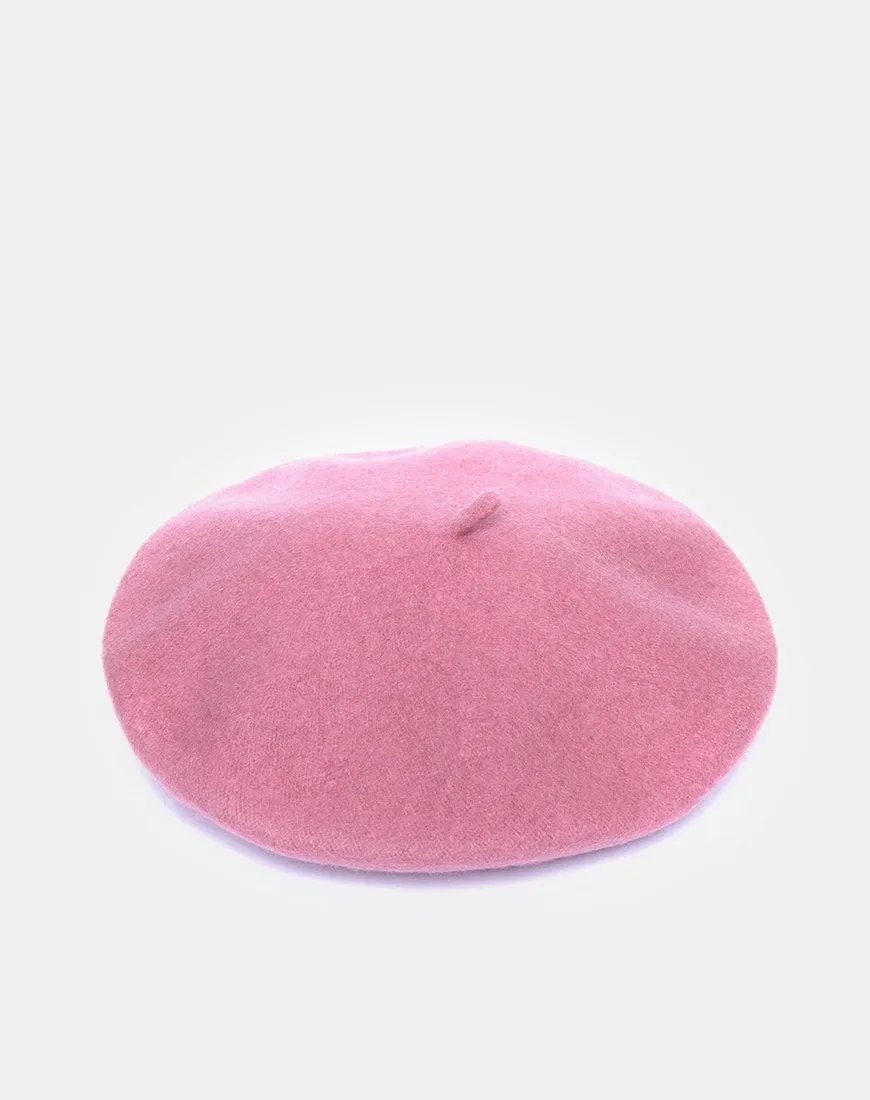 Wool Beret in Dusky Pink